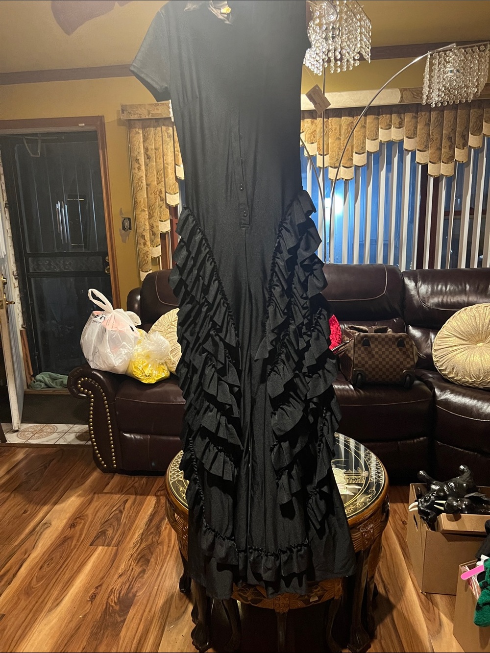 Black Ruffled Maxi Dress - Women